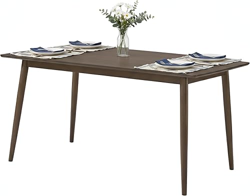 Alaterre Furniture Calais 59 Pulgadas Mesa de Comedor Moderna de Mediados de Siglo para 4 - Mesa Rectangular de Madera Maciza con Diseño Minimalista