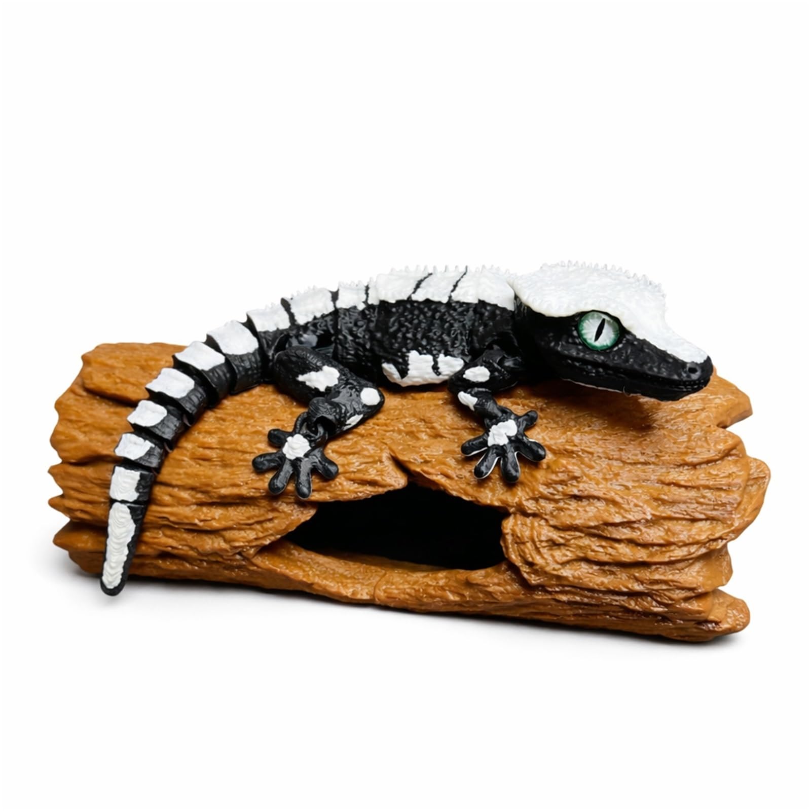 Casome Black 3D Printed Leopard Gecko Figurine With Movable Joints, Realistic Lizard Sculpture For Home Decor, Articulated Reptile Collectible Desk Ornament For Reptile Lovers(Black)