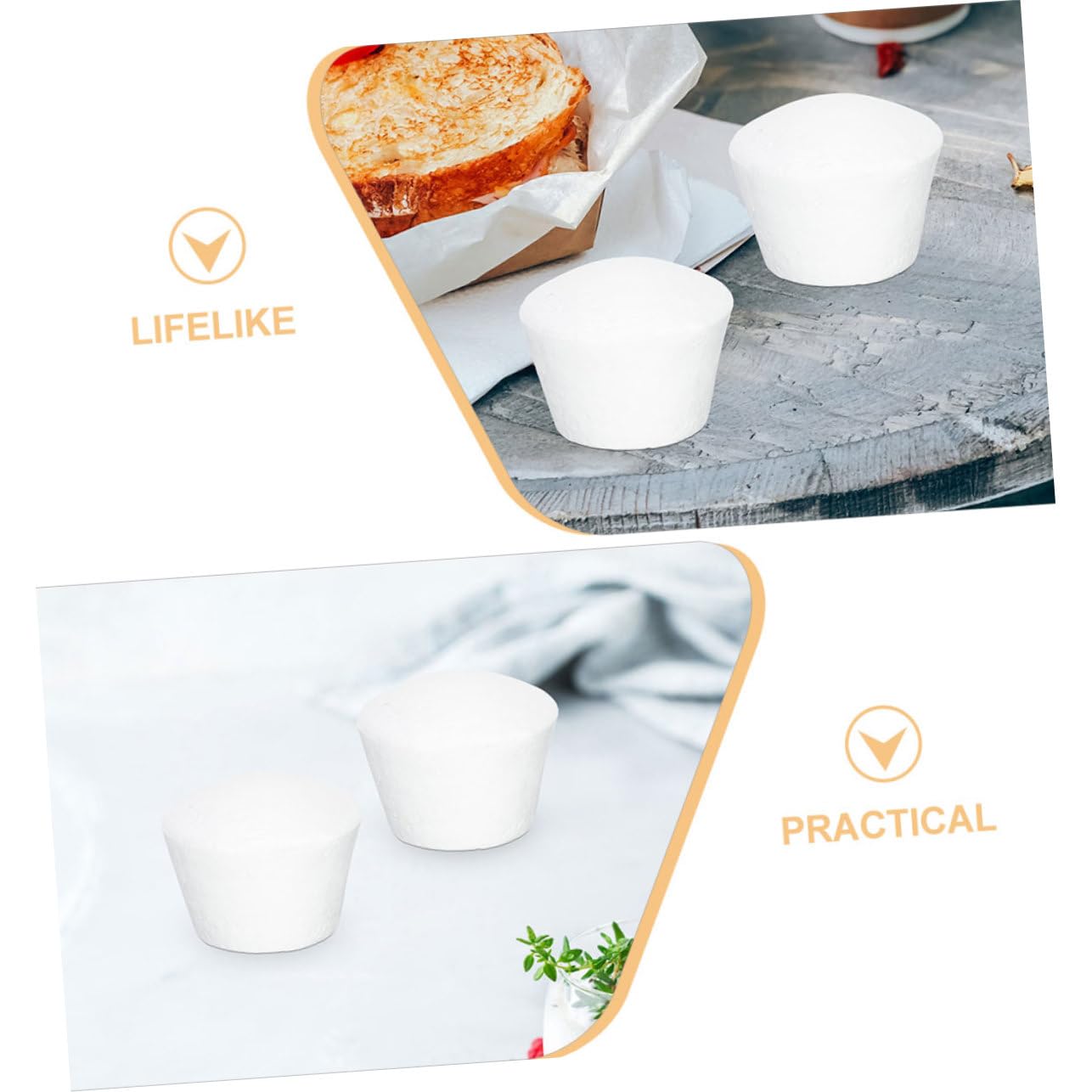 Modèle de Cupcake Simulé Dummy Cake en Mousse Blanc, 6 Pièces, Réutilisable, à Peindre, pour Décoration de Mariage et DIY