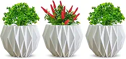 Kit 3 Vasos Decorativos Origami para plantas suculentas - Enfeite Sala Rack Quarto (Branco)