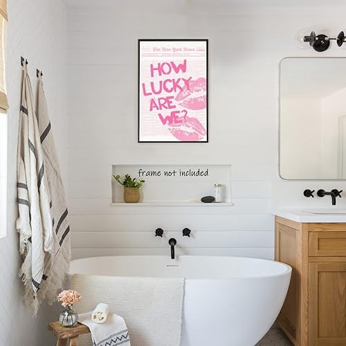 Miniatura 8 de Medpol Póster retro rosa de moda con texto en inglés How Lucky Are We Lips Room Aesthetics (How Lucky Are We Labios)