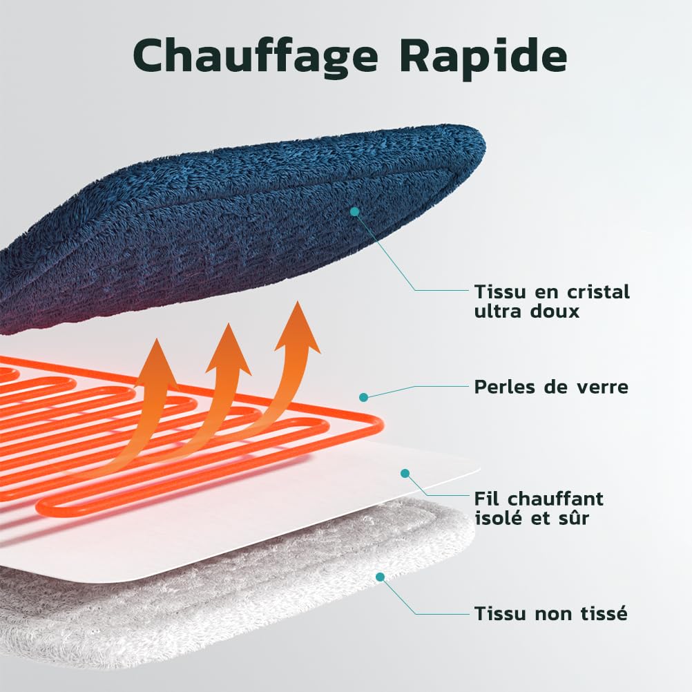 Coussin Chauffant Cervical Électrique avec Télécommande LCD, Fermoir D’extension, 5 Niveaux de Chauffage (40-60°C) pour Cou, Épaules et Dos, Arrêt Auto, Lavable en Machine, 55 * 45CM