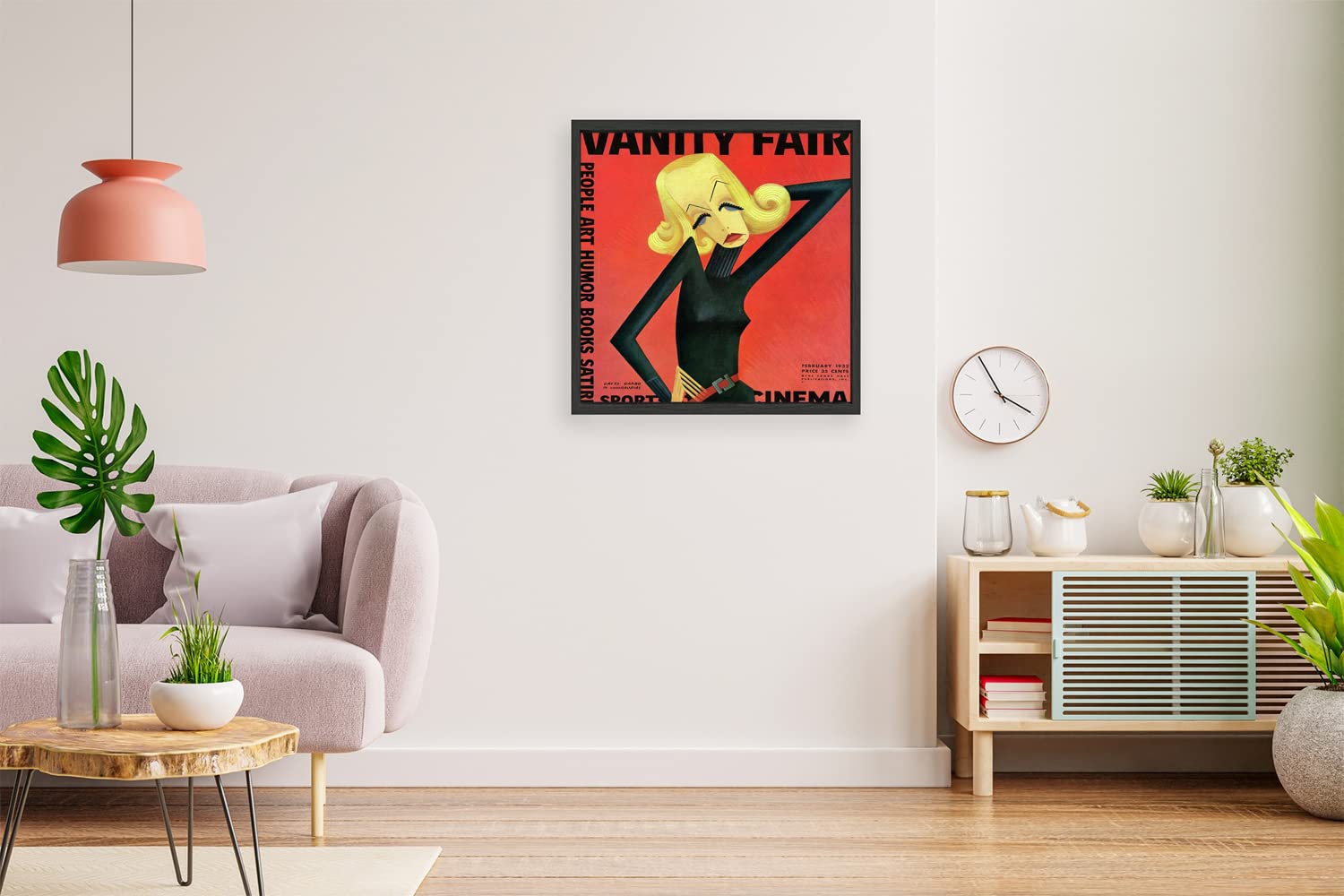 VERRE ART Printed Framed Canvas Painting for Home Decor Office Wall Studio Wall Living Room Decoration (14x14inch Black Floater) - Vanity Fair Cover Featuring Greta Garbo