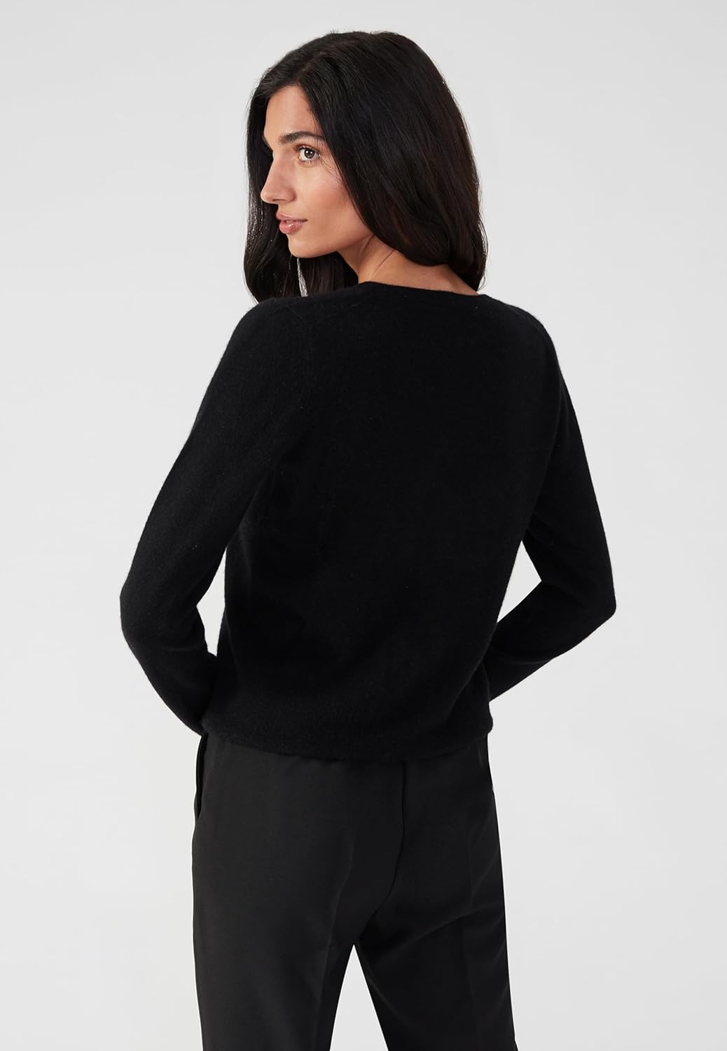 Style Republic Women's 100% Cashmere V-Neck Sweater, Regular Fit, Premium Knit Jumper for Autumn and Winter, Black, Size Extra Small, XS - Image 6