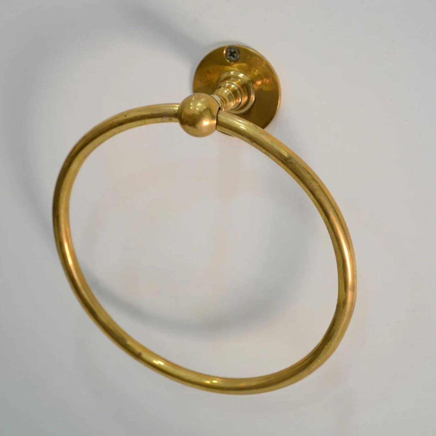 Unlacquered Golden Brass Towel Ring – 6 Inch Handcrafted Wall-Mounted Towel Holder for Bathroom & Kitchen, Vintage 100% Solid Brass