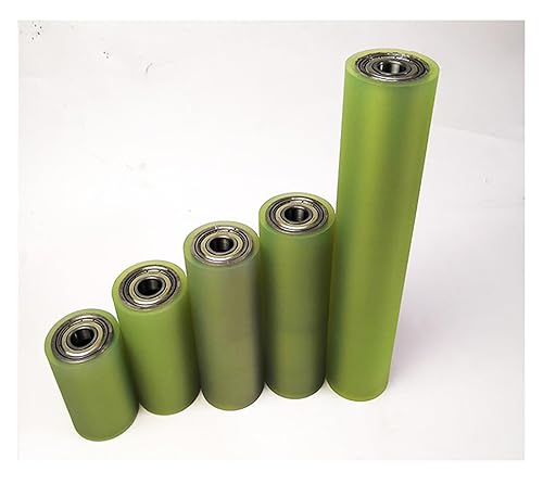 Miniatura 5 de SSIMOO 1.575x1.181 in, rueda de goma de poliuretano PU negra, resistencia al desgaste del rodillo sin potencia, polea de rodamiento guía amablemente