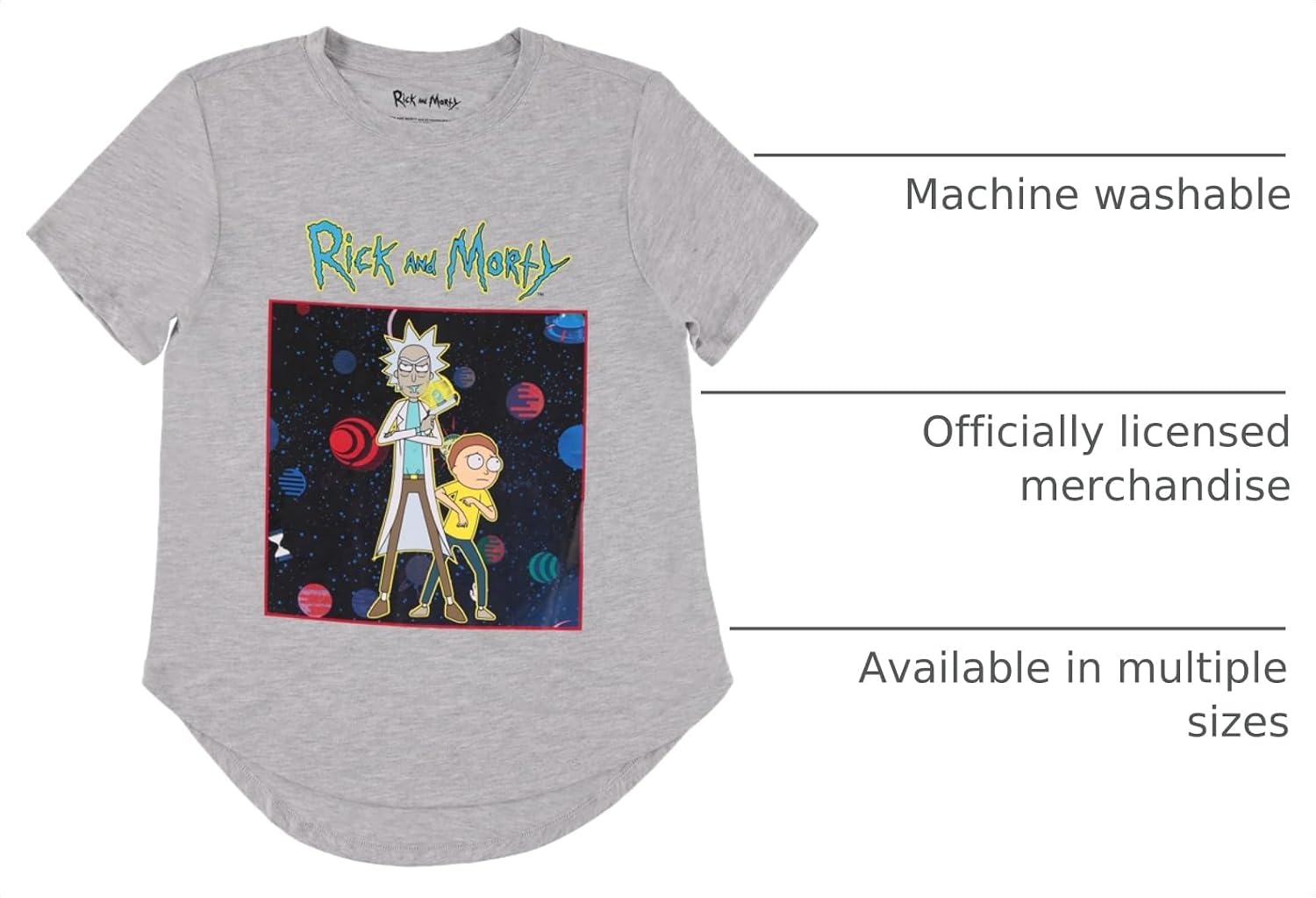 RICK AND MORTY Ladies Shirt - Ladies Classic Clothing - Rick Sanchez, Morty Smith, Summer, Jerry and Squanchy Curved Hem Tee image 4