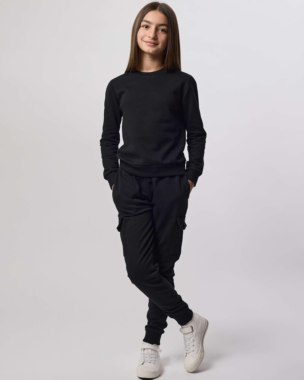 Real Essentials 3-Pack: Girls Ultra-Soft & Warm Long Sleeve Fleece Crew Neck Pullover Sweatshirt - Image 6