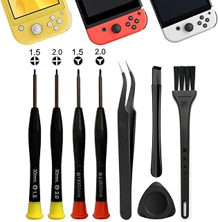 MYPUQIAO Repair Tool Kit for Nintendo Switch/Switch Lite/Switch OLED/Switch 2-Includes PH00 (+2.0), PH000 (+1.5), Y00 (Y2.0), Y000 (Y1.5) Screwdrivers, Tweezers, Pry Bar, Triangle Paddle, Brush.(NS-8)