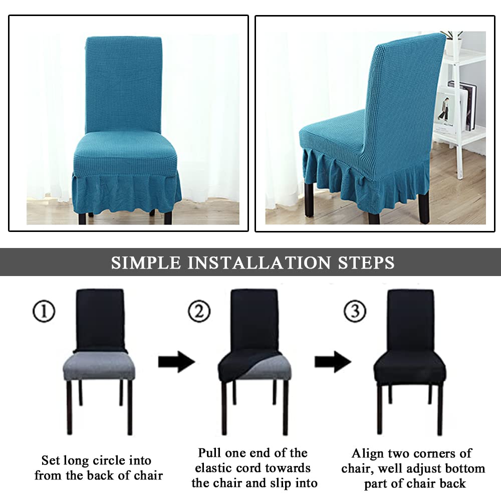 Housses De Chaise Odot - Lot De 4 - Gris Foncé - Polaire Extensible - Salle à Manger