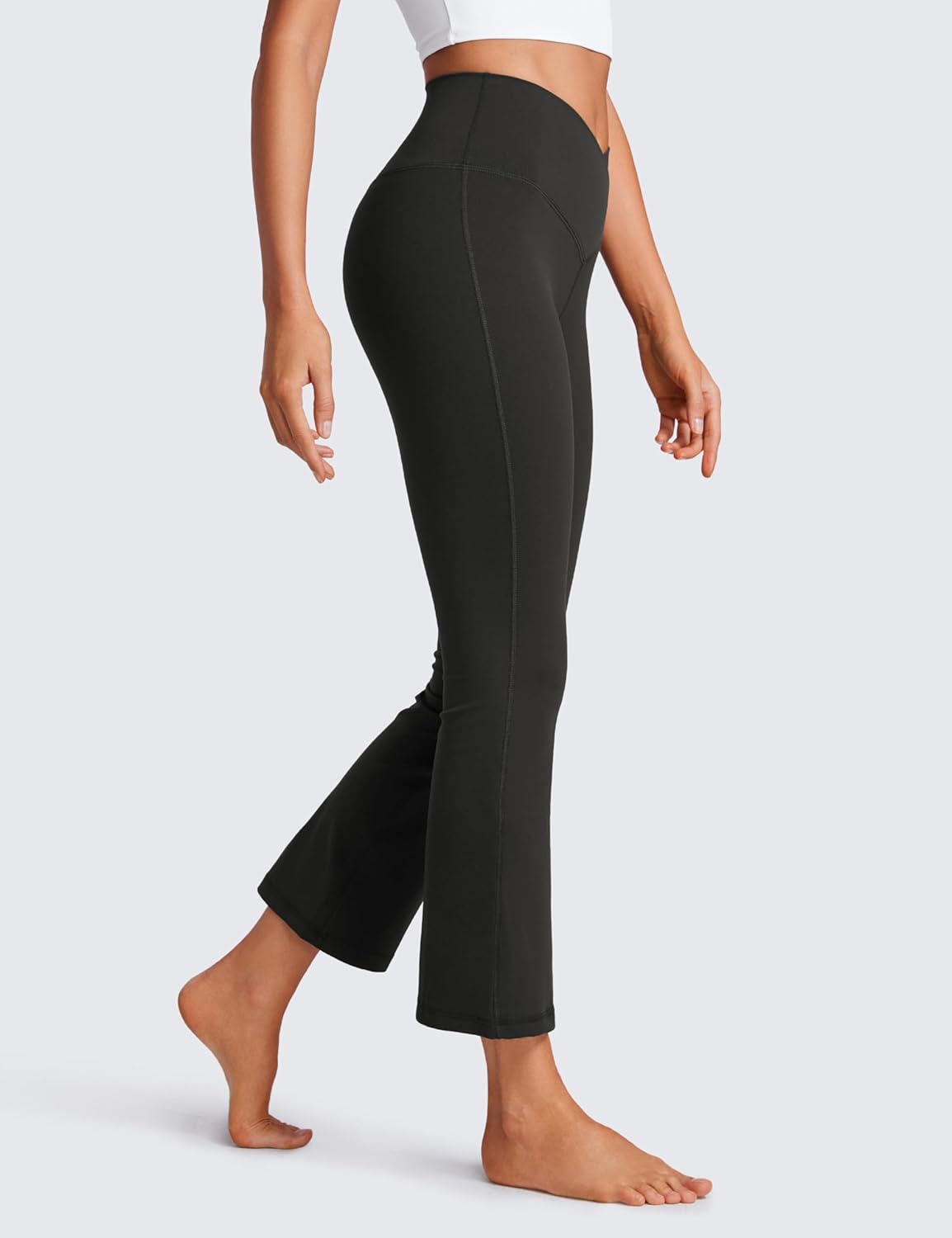 CRZ YOGA Womens Butterluxe Crossover Flare Capris Leggings 25.6" - High Waist V Cross Bootcut Lounge Casual Yoga Pants - Image 3