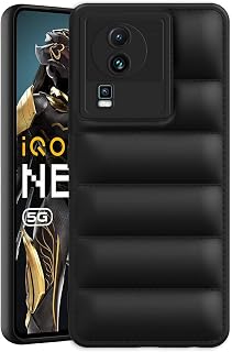 Plus Puffer Case Camera Protection Soft Back Cover for iQOO Neo 7 | iQOO Neo 7 Pro 5G - Black Price In India