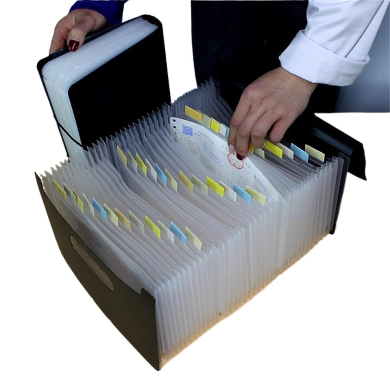 Aktenordner mit Ziehband, Erweiterbarer Aktenordner, kreativer A5-Ordner, stehende Aufbewahrungsbox for Organisieren von Tickets for Zuhause, Büro und Schule(Black 2,36 layers)