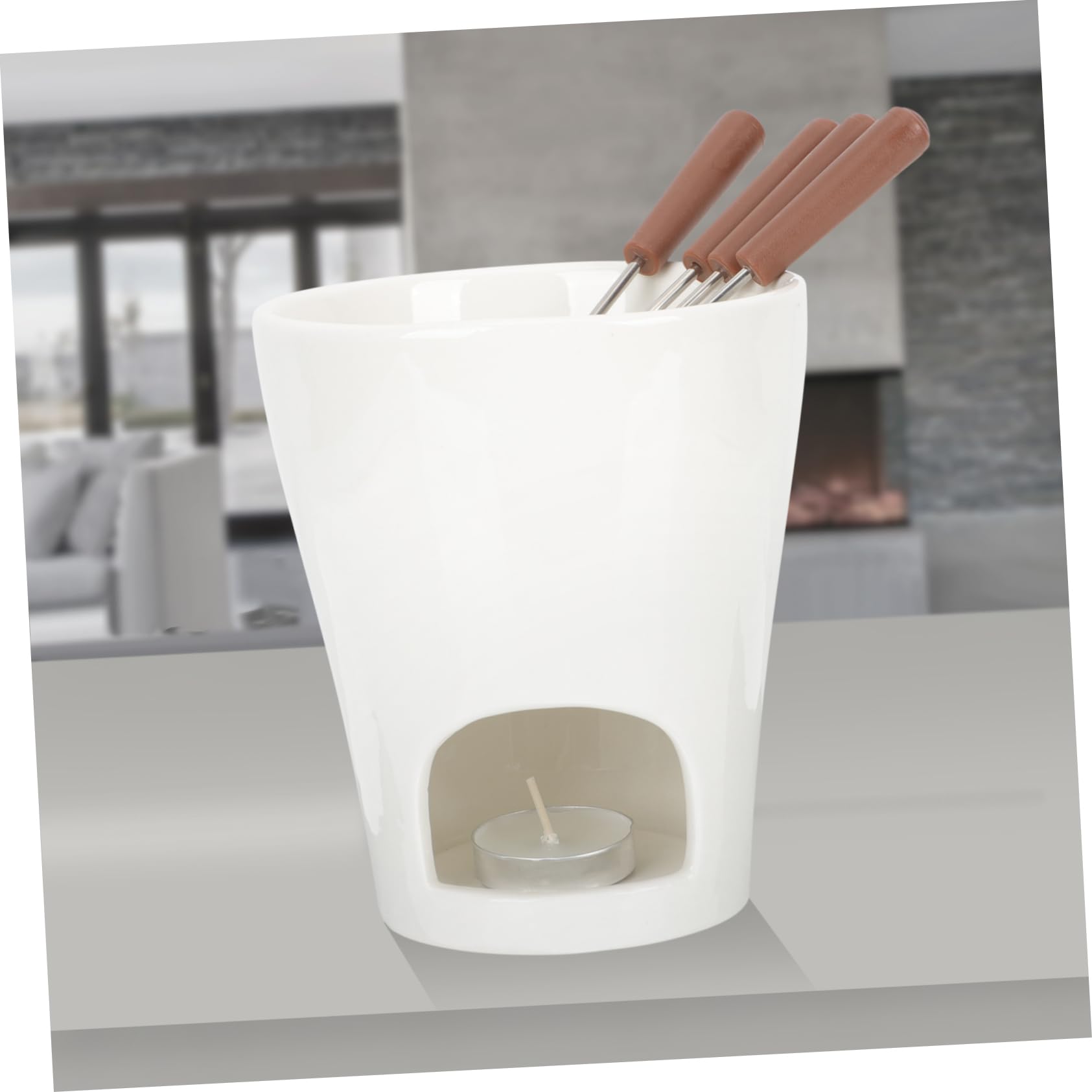 AUTSUPPL 1set Ceramic Melting Pot for Cheese for Fondue Outdoor Parties for Butter and Candy Compact Design for Easy Storage