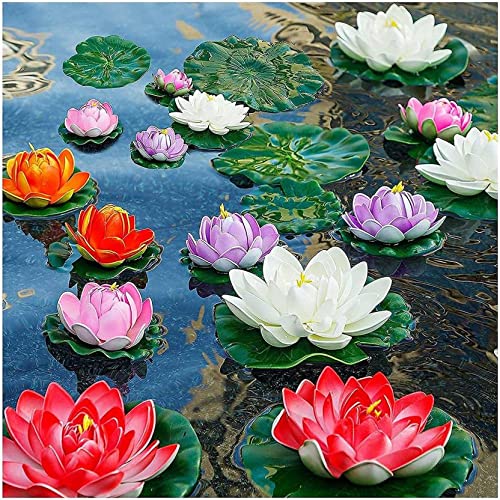Blue Penguin Lotus Artificial Flower, Artificial Floating Lotus Flowers for Home Garden Patio Pond Decoration and Fish Tank Lotus Flower for Decoration (5.5 inch, Pack of 1) (Pink) 4