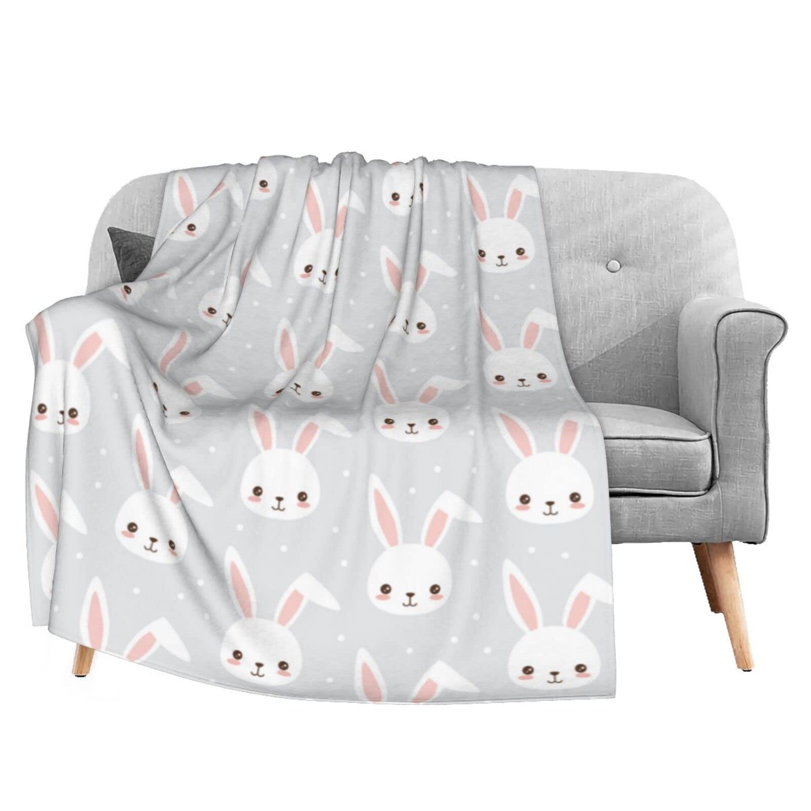 YeeJu Osterdecke Für Kinder – 101,6 X 127,7 Cm, Flauschige Plüschdecke Mit Hasen-Motiv Für Babybett & Sofa