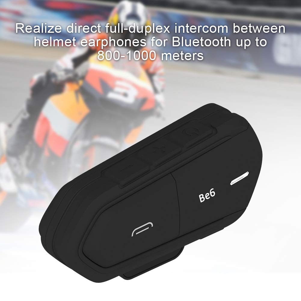 QTBE6 Écouteur Bluetooth sans fil pour casque d'écoute, anti-interférences, étanche, noir avec MP3/GPS/CSR/A2DP/AVRCP, suppression du bruit, interphone duplex intégral longue portée