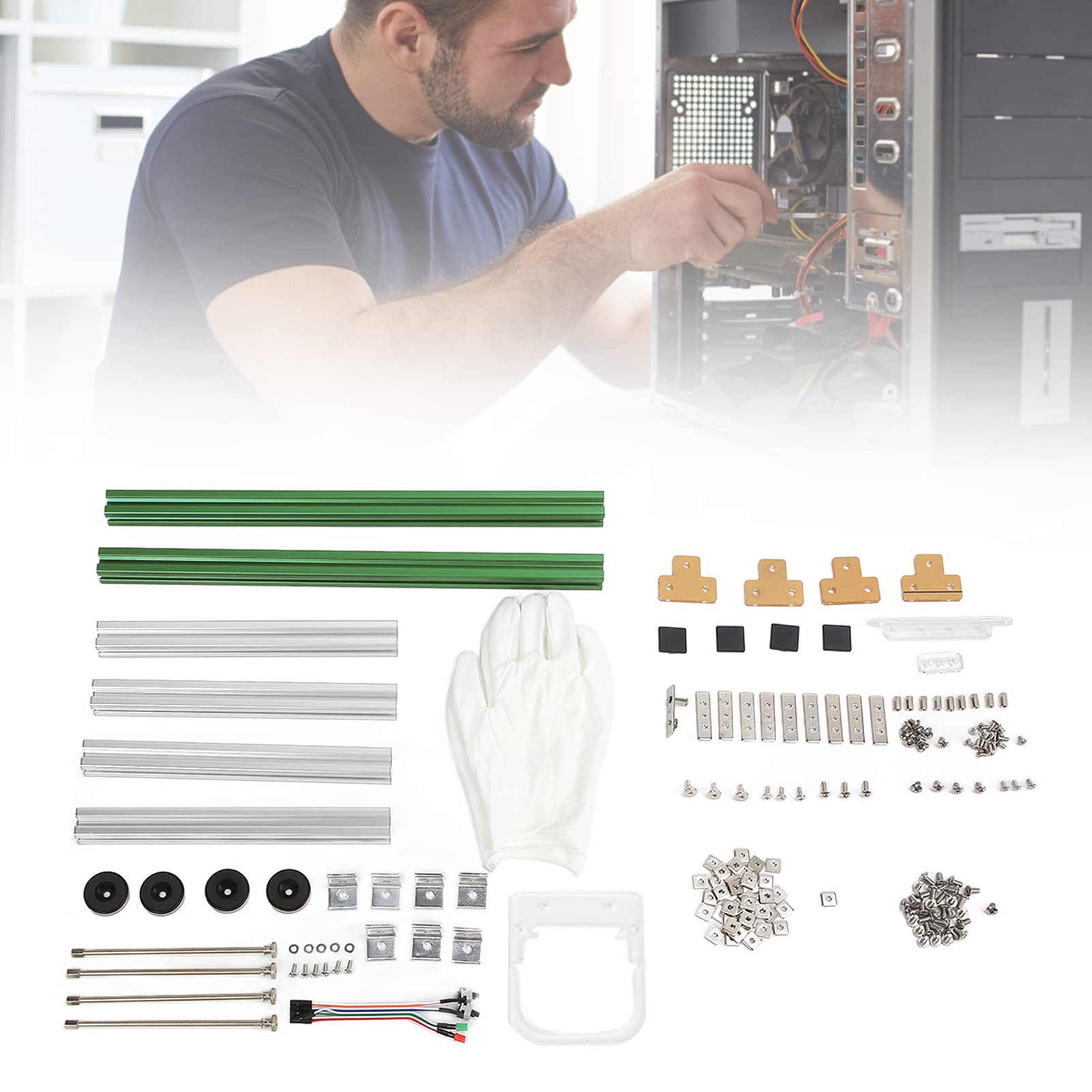 Wspornik Otwartej Obudowy Komputera MATX Doskonałe Odprowadzanie Ciepła Aluminiowa Rama DIY do Gier i Sprzętu Górniczego (Zielone srebro)