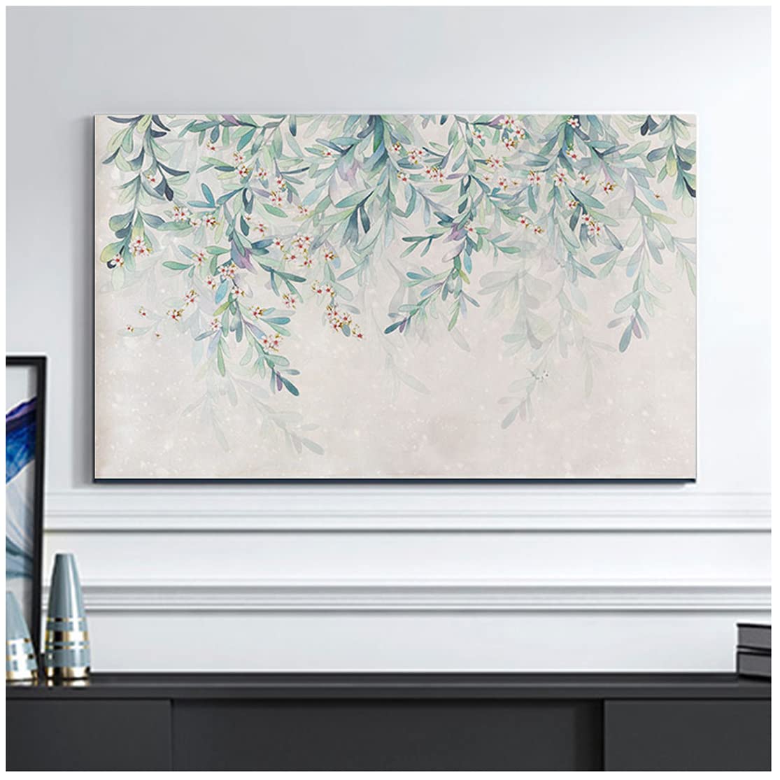 Soft 19''-65'' inchdoor Dust-proof TV Cover, Universal Rustic Birds Tree Pattern TV Protector for Flatscreen Television, Linchen Cotton Blend Fabric(Size:65inch,Color:1)