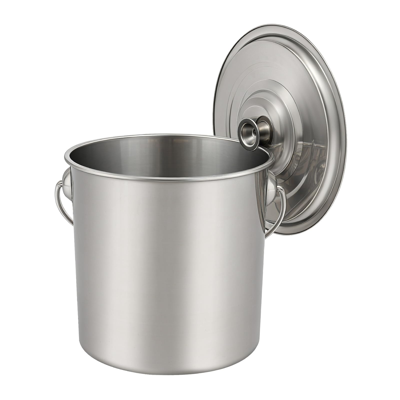 Secchio con coperchio, 12 l, in acciaio inox, per cucina e alimenti, secchio in metallo in acciaio inox, secchio per acqua con maniglia e coperchio