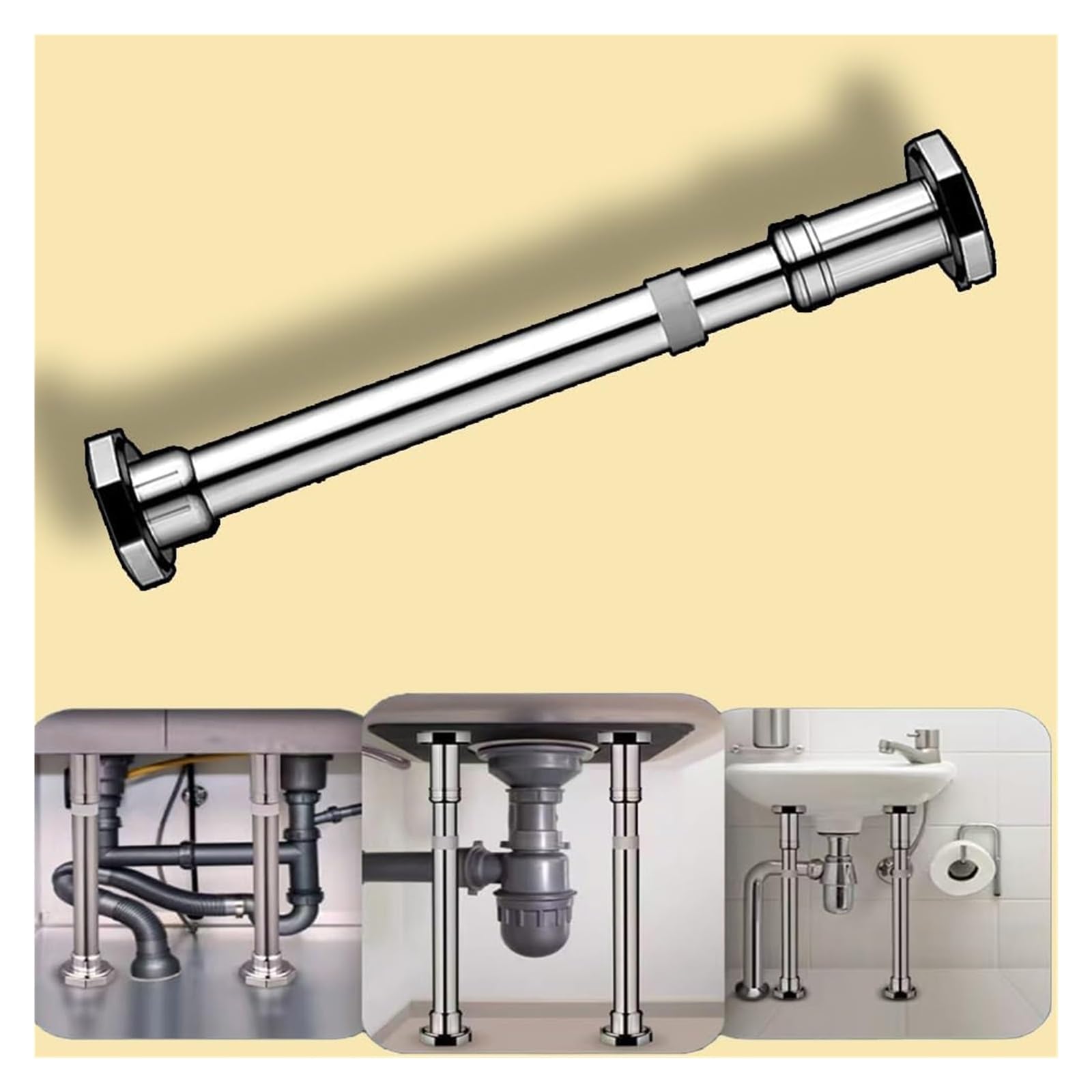 Sink Support Legs, Undermount Basin Support Legs Stainless SteelSupport PolesFurniture Leg Drill Free(H 70 120cm/28" 47")