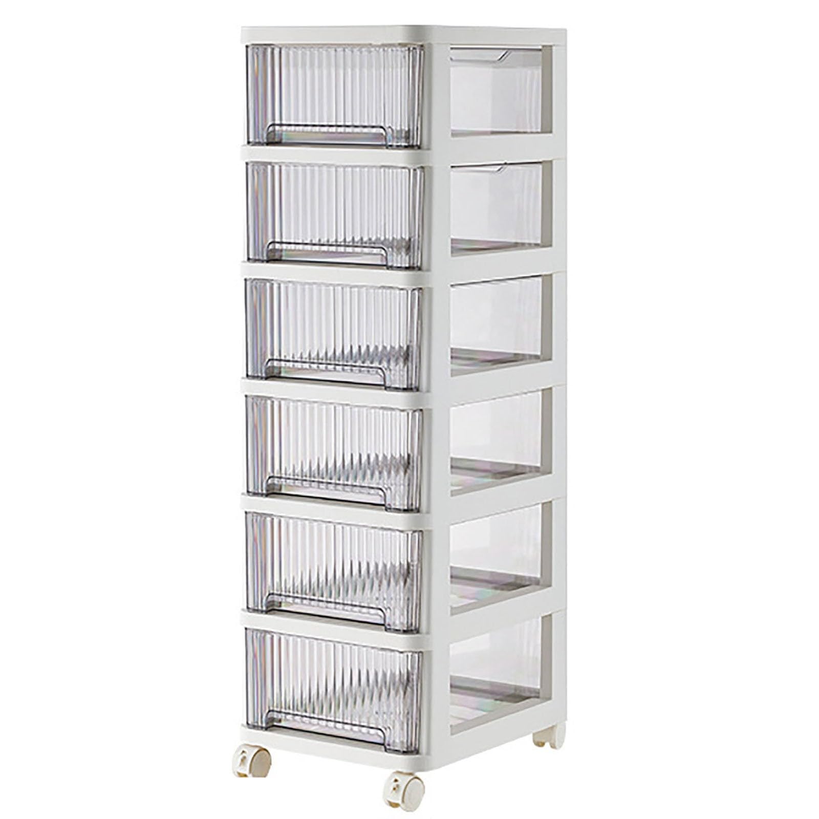 Le Plastic Sto Box con Ders Trasparente 6-Tier nizer con ruote Nessuna installazione richiesta Perfetto per Ufficio Cucina e Bagno Uso.