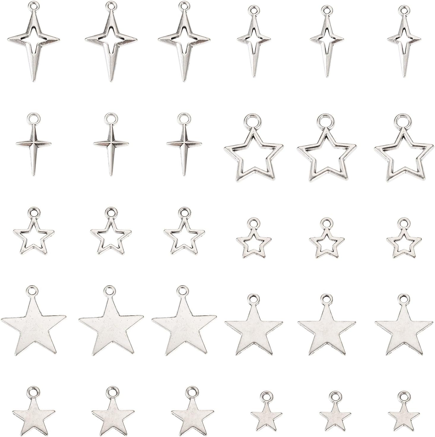 Tibetan Star Charms Silver Hollow Pentagram Pendants Metal Star Charms Hollow Celestial Pendants for DIY Crafts Earring Necklace Bracelet Jewelry Making - Image 7