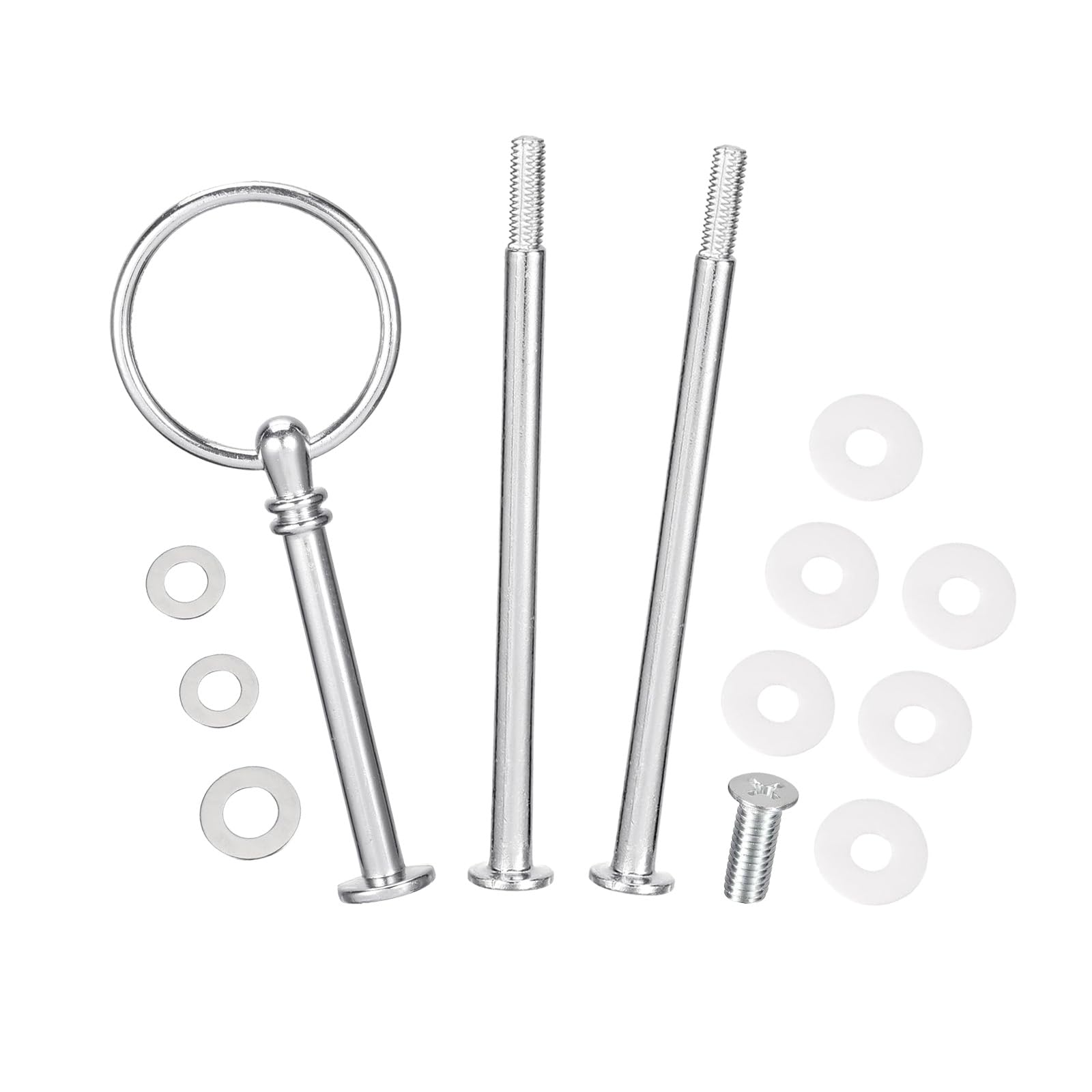 Bamboopack Silver 1Set 3 Tier Heavy Duty Metal Cake Plate Stand Handle Fruit Dessert Cupcake Plate Stand Centre Handle Fittings Round Hardware Rod (Silver)