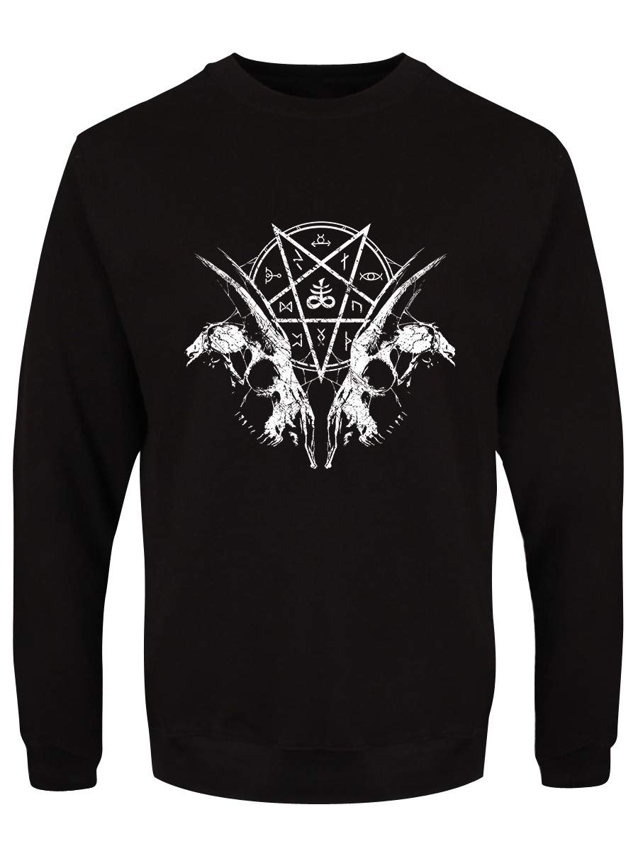 Grindstore Men's Black Goat Skull Pentagram Sweatshirt