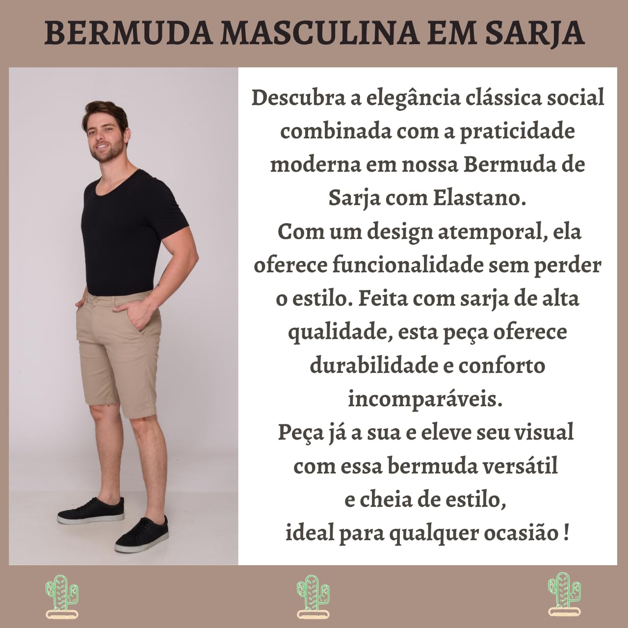 Bermuda Social Masculina Sarja Elastano Bolso Social Embutido Casual Esporte Fino em promoção! Veja a oferta e mais achadinhos de Shorts & Bermudas 9 Hoje é o melhor dia para comprar Bermuda Social Masculina Sarja Elastano Bolso Social Embutido Casual Esporte Fino com aquele preço maroto! Promoção! Aproveite a oferta! 9