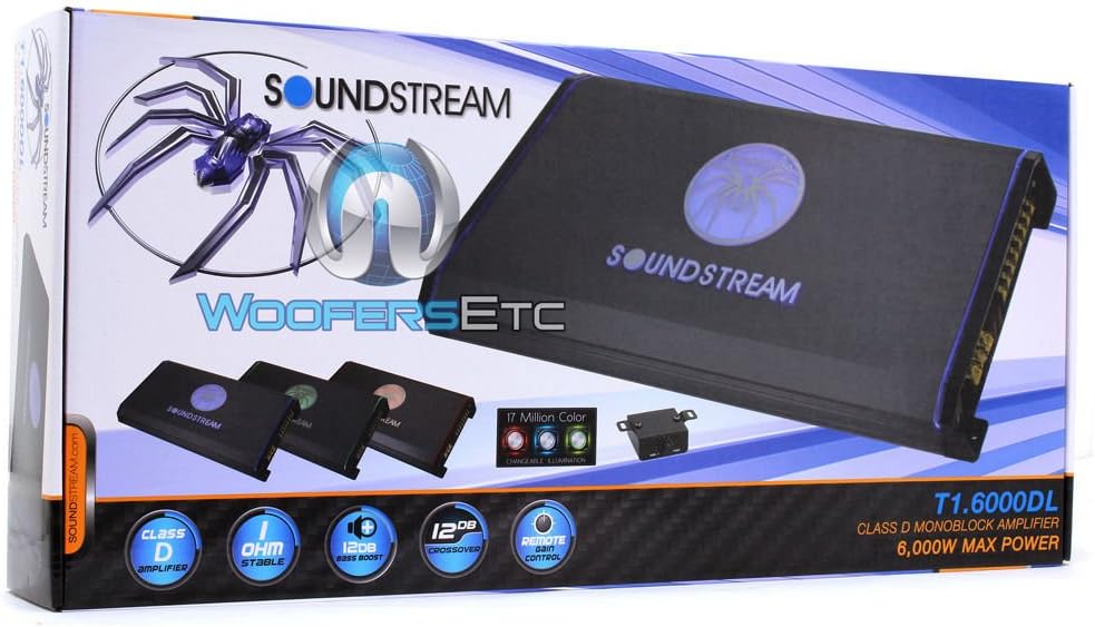 Soundstream T1.6000DL Monoblock 6,000W Max Class D Amplifier