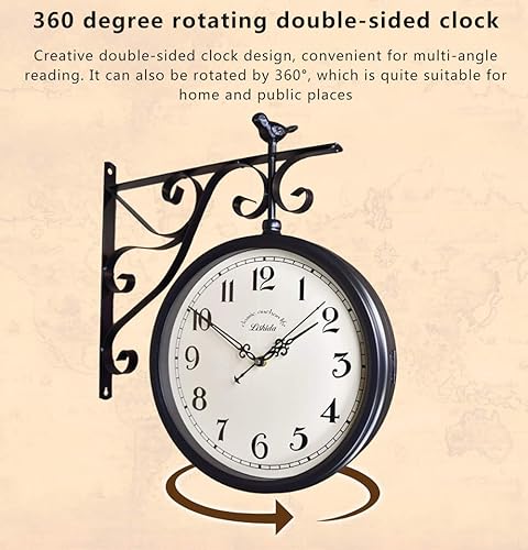 Miniatura 2 de LIFOND Wall Clock Vintage Double Sided Wall Clock Grand Central Station Wall Clock 360 Degree Rotate Antique Design Premium Metal Materials Hanging