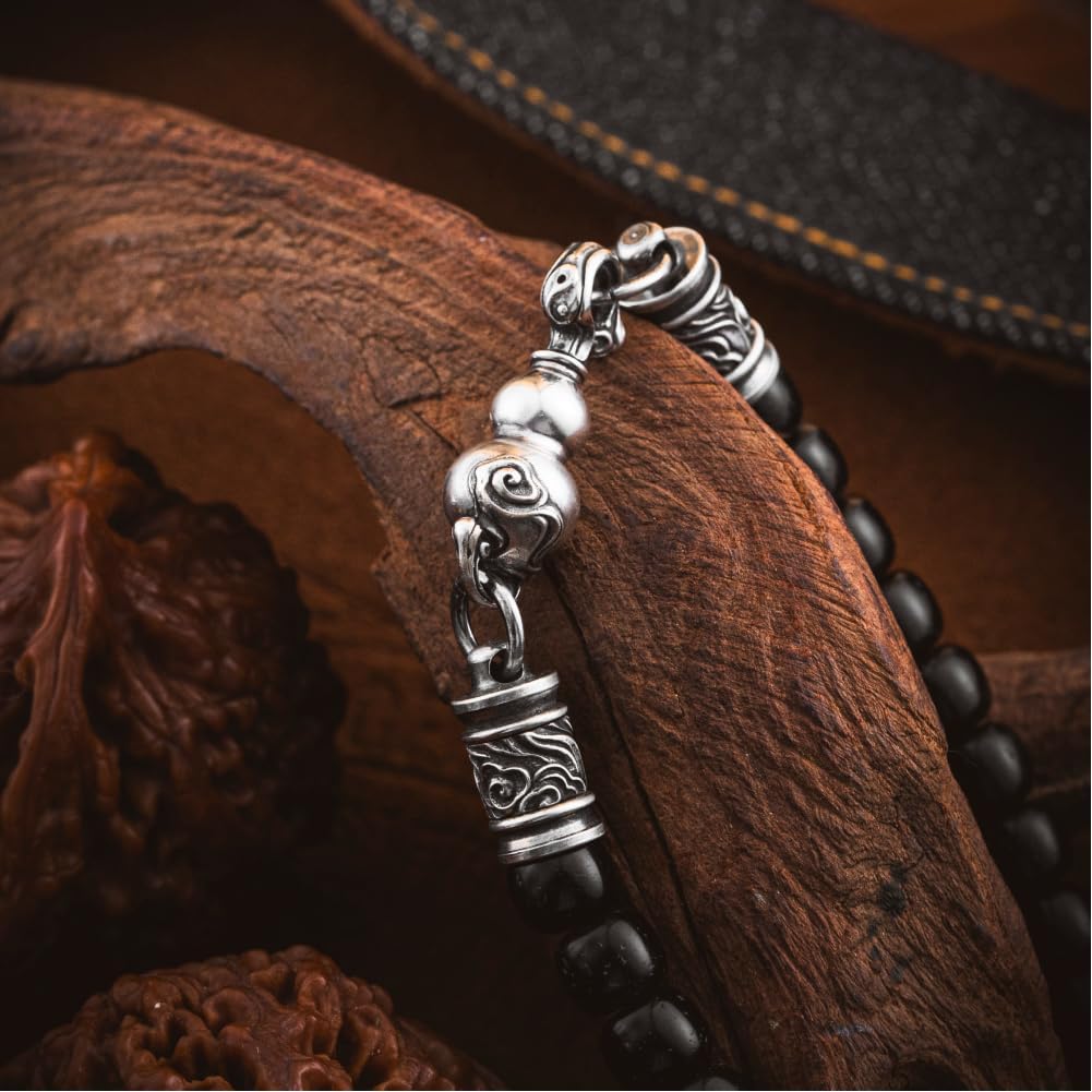 COPPERTIST.WU Gourd Bracelet Beaded Bracelet Bangle Ball Stretch Elastic Bracelets Gift for Men and Women