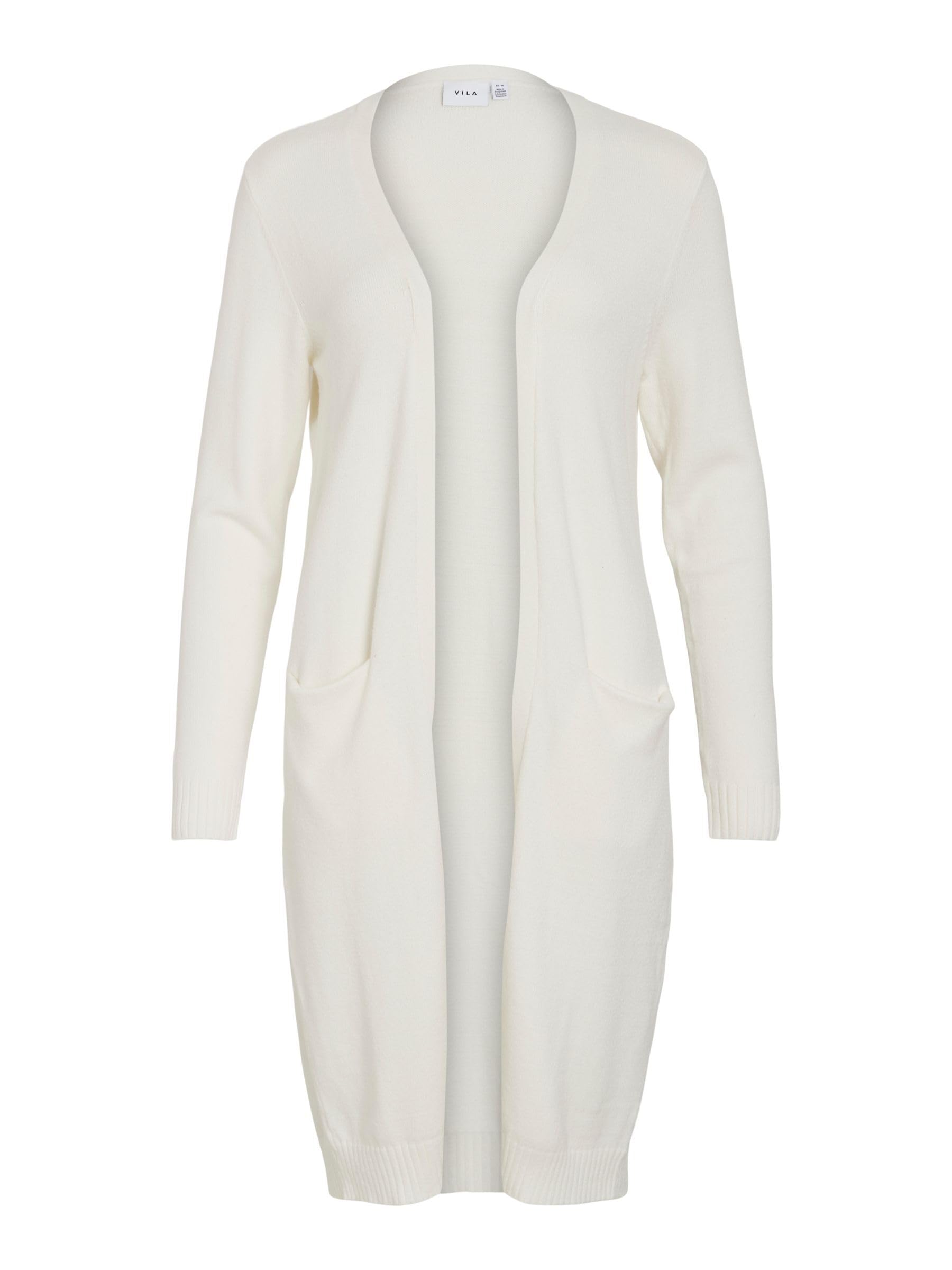 Vila Women's Viril Long L/S Knit Cardigan - NOO 14042770, White Alyssum, S