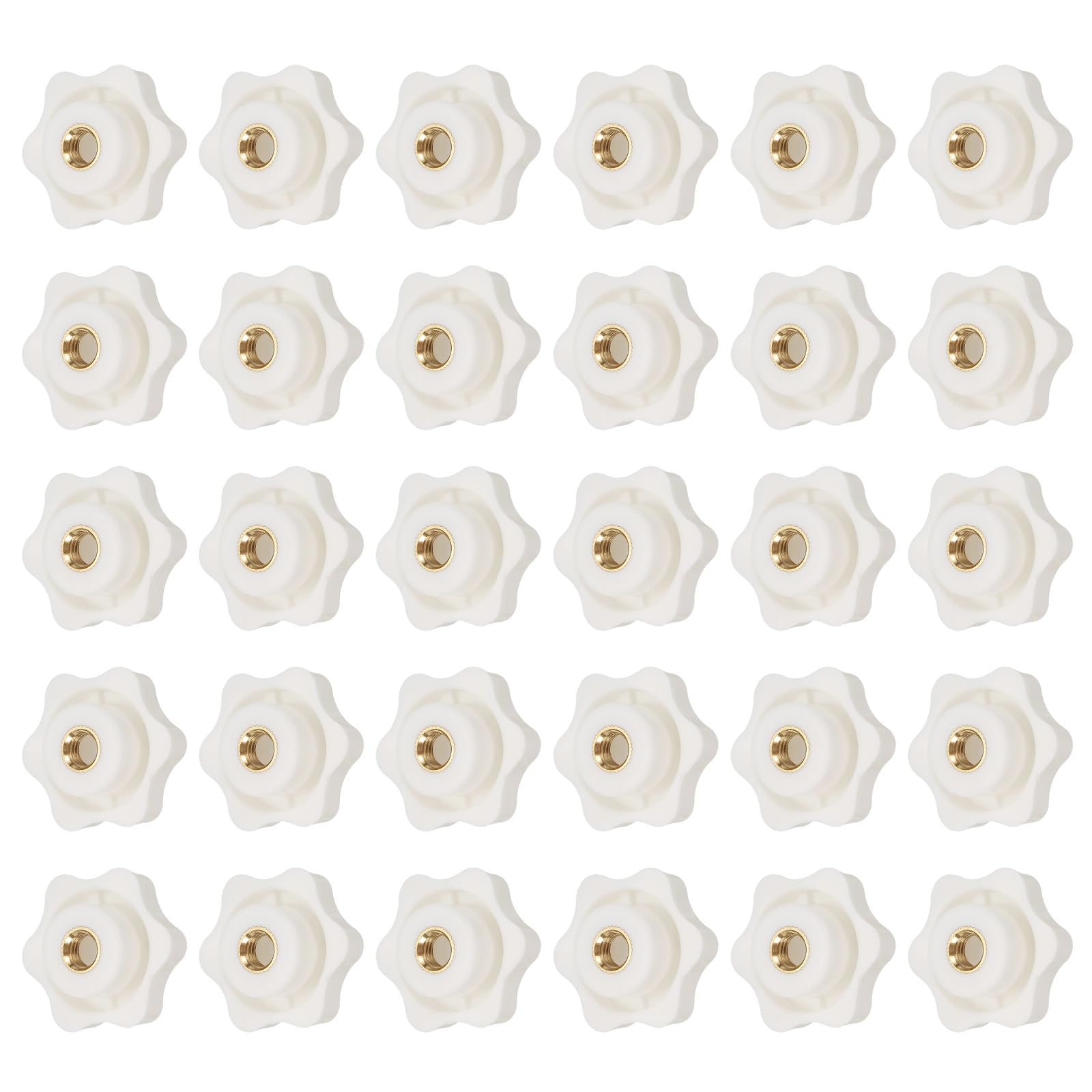 YELARXI Clamping Nuts Knob Plastic Screw-On Brass Star Knobs Knurled M8 Female Threaded Hexagon Head