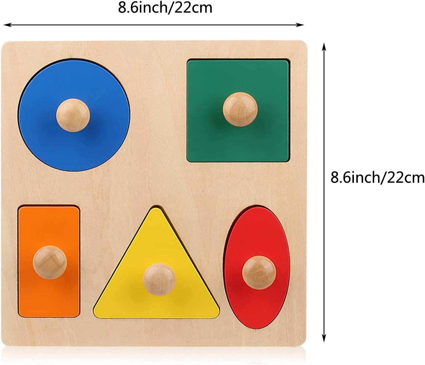 Montessori Wooden Puzzle Board Knob Wooden Puzzle Geometric Shape Puzzle Early Education Material Sensorial Toy for Toddler Shape & Color Sorter (5 Geometry Shape) image 7