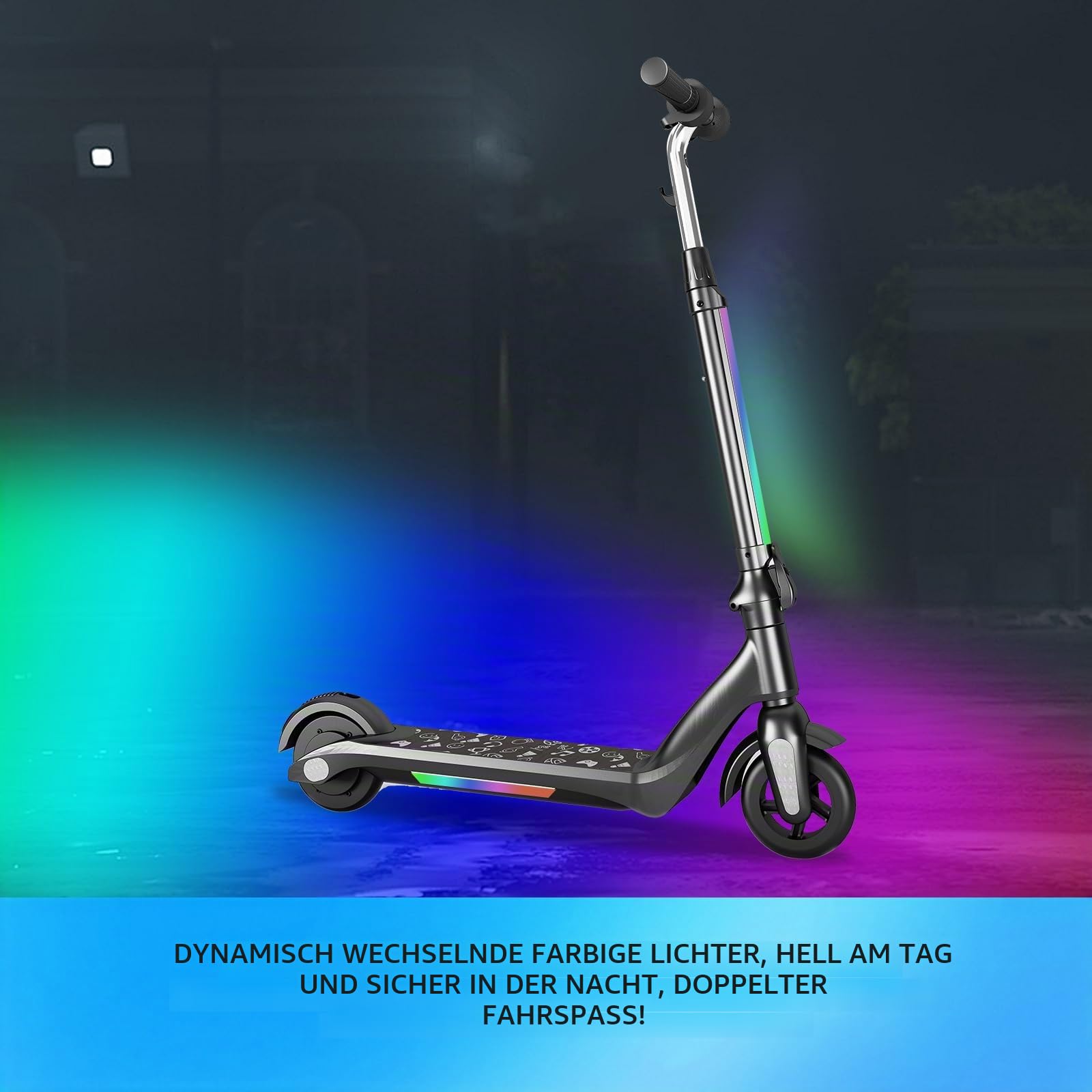Elektroroller für Kinder von 6-14 Jahren, Faltbarer E-Scooter mit 130W Motor, max. Geschwindigkeit 14 km/h, Reichweite 5-8 km, doppelte Stoßdämpfer, doppeltes Sicherheitsbremssystem