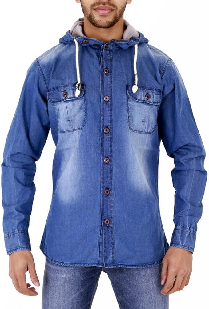 Mens Hooded Denim Shirt 