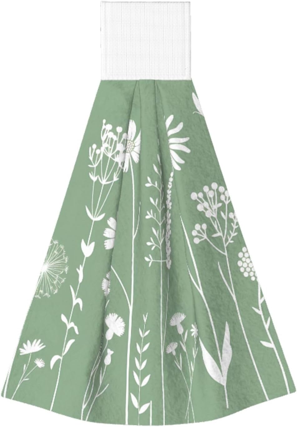 Kitchen Towel Absorbent Super Soft Bath Hang Towel Plant Floral Anime Mint White Leaves Hanging Kitchen Bathroom Drying Towels Decor Hand Clot