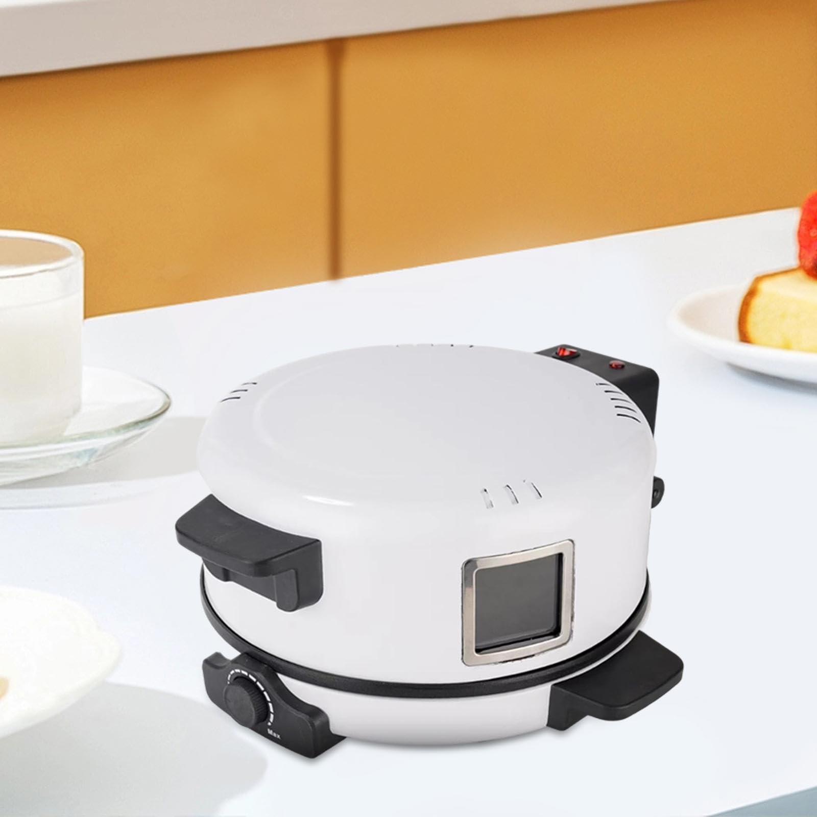 Sharplace Pizzamaker-Maschine, Omelettmaker, antihaftbeschichtet, 1800 W, vielseitiger Pizzaofen, elektrischer Arbeitsplattenofen für, Abendessen, Weiß