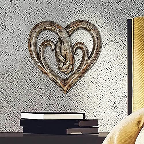 SINGID Decorazione da parete a forma di cuore in legno, per camera da letto, soggiorno, decorazione da parete con scritta "Forever Love", 20 x 20 cm (8 x 8)