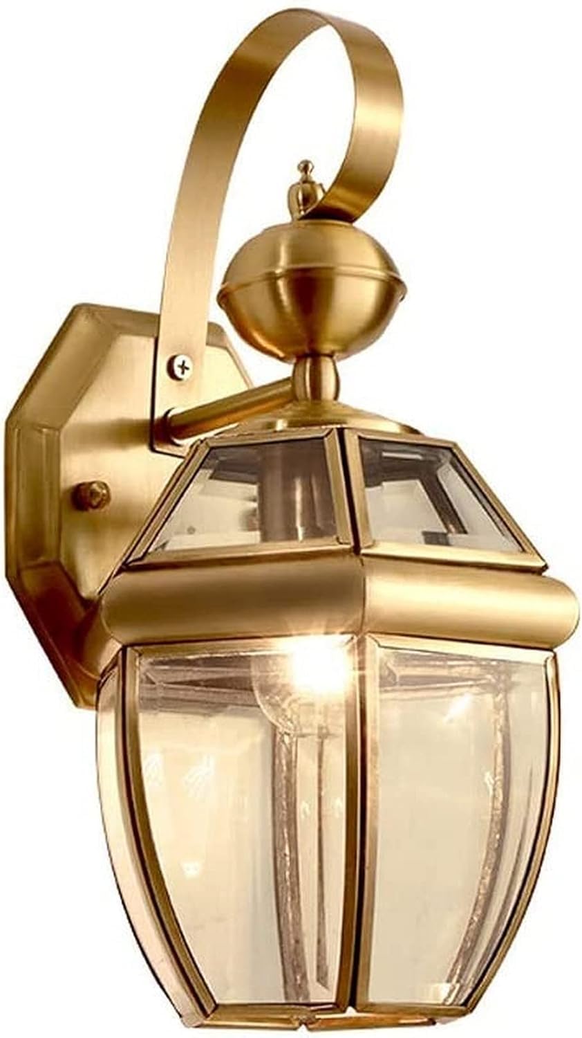 JYBNBBE Wall Light European Modern Wall Light Gold Brass Fixture with Clear Glass Light Shade Industrial Wall Lamp V-intage Retro Wall Sconce Indoor Lighting,Chandelier,33cm