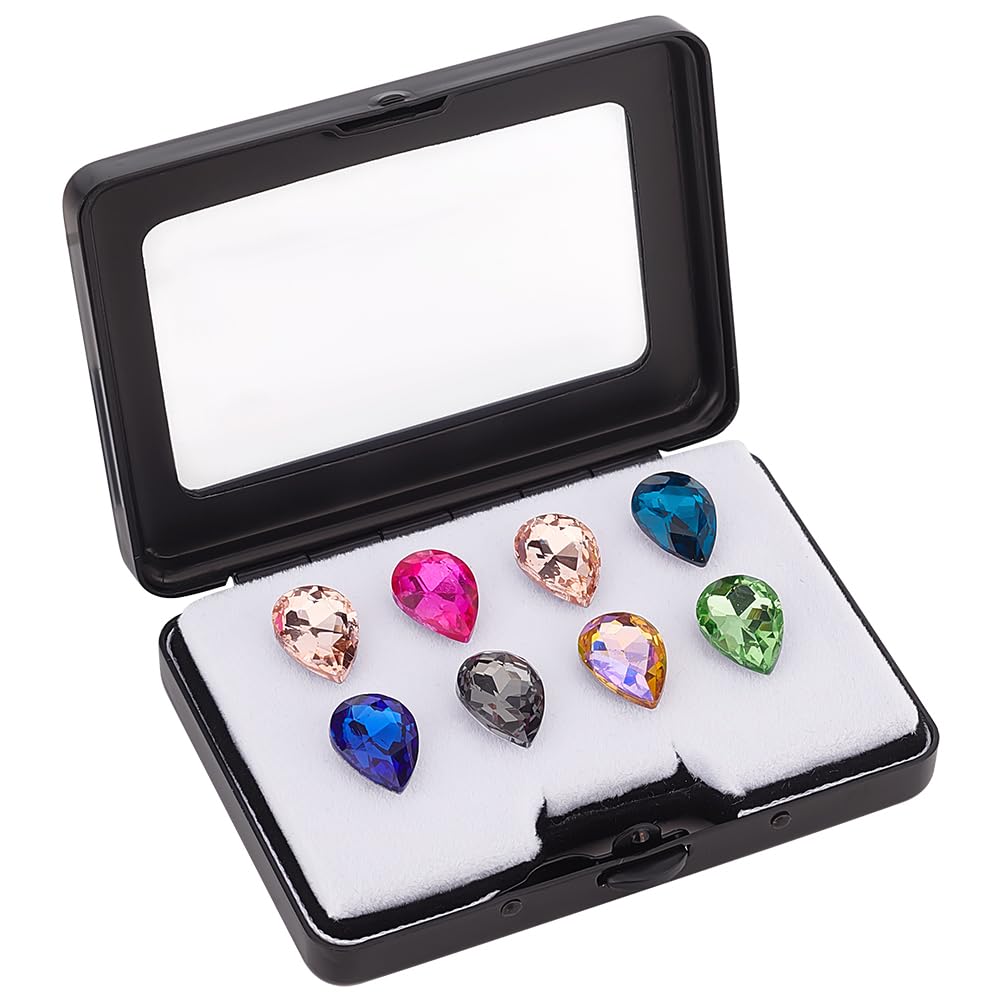 BENECREAT Confezione Da 15 confezione di Pietre Preziose Vetrina con Diamanti Bianchi Contenitore Portagioie con Finestra In Vetro Trasparente per Il Trattamento, Gems, Monete,2.9x1.75cm