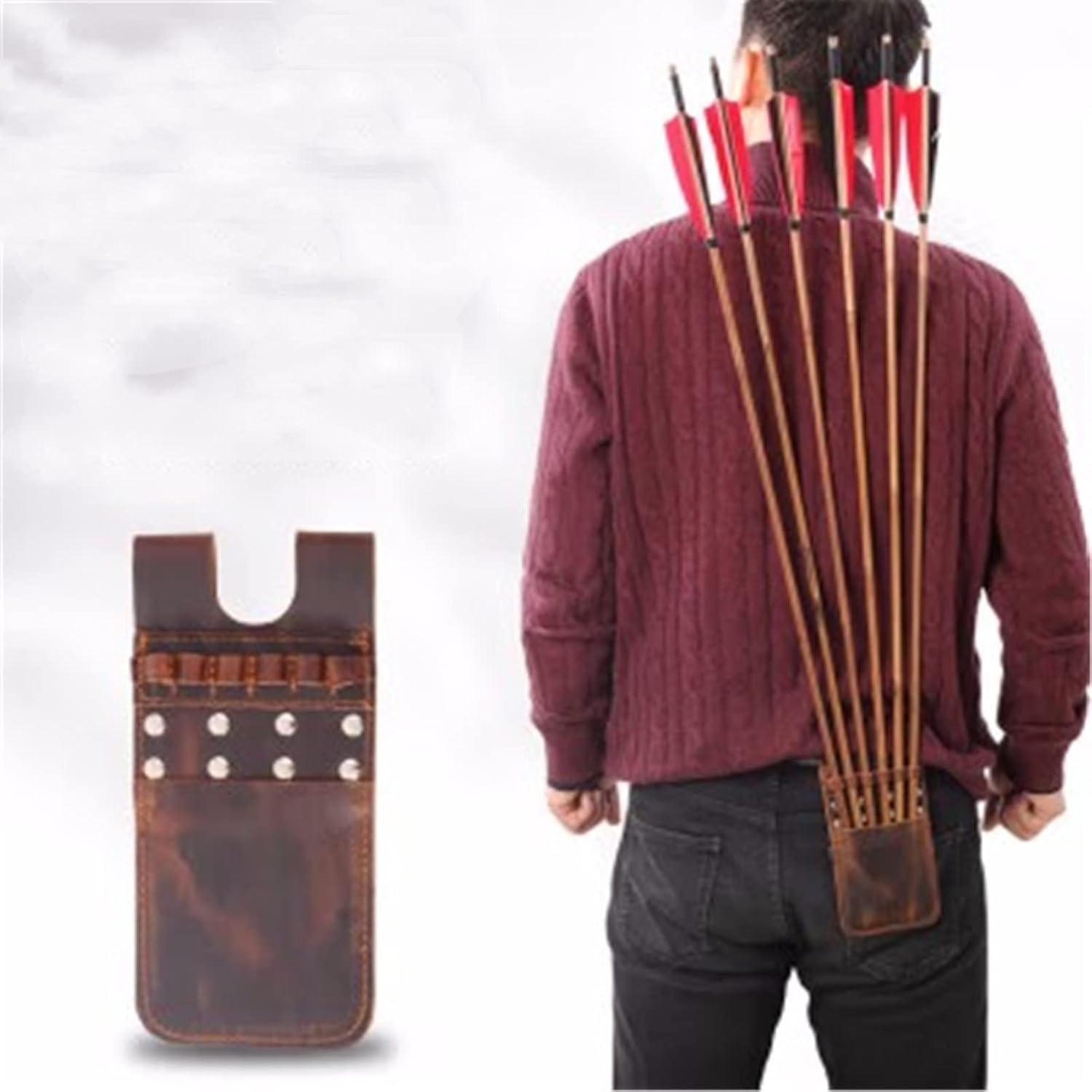 Arrow Quiver Leather Archery Pouch with A Crossbody for Equipment for Target Shooting Training