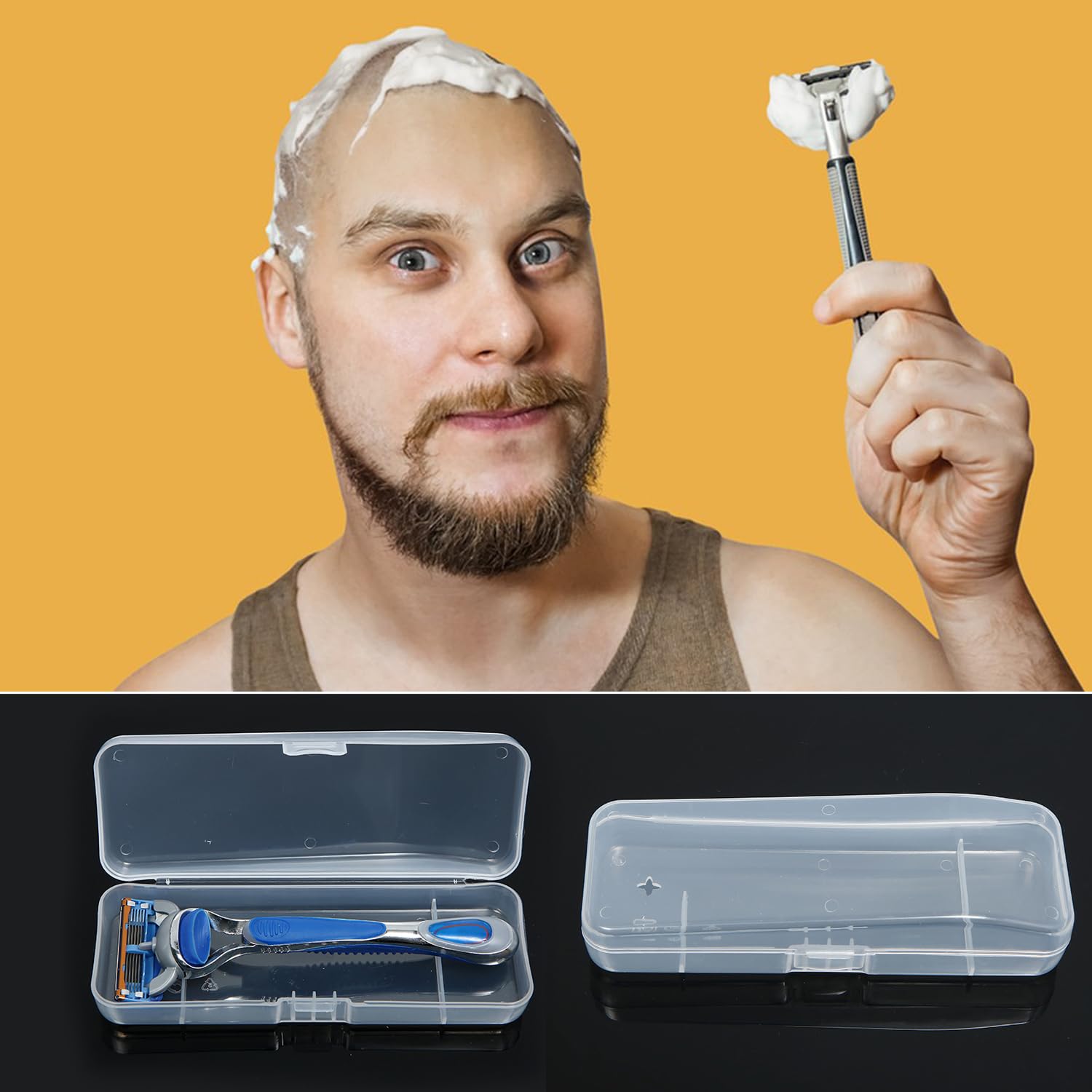 MEISH 3pcs Manual Razor Travel Case Razor Storage Box Transparent Razor Protector Shaver Holder Protector Case for Manual Razor System Accessories - Image 4