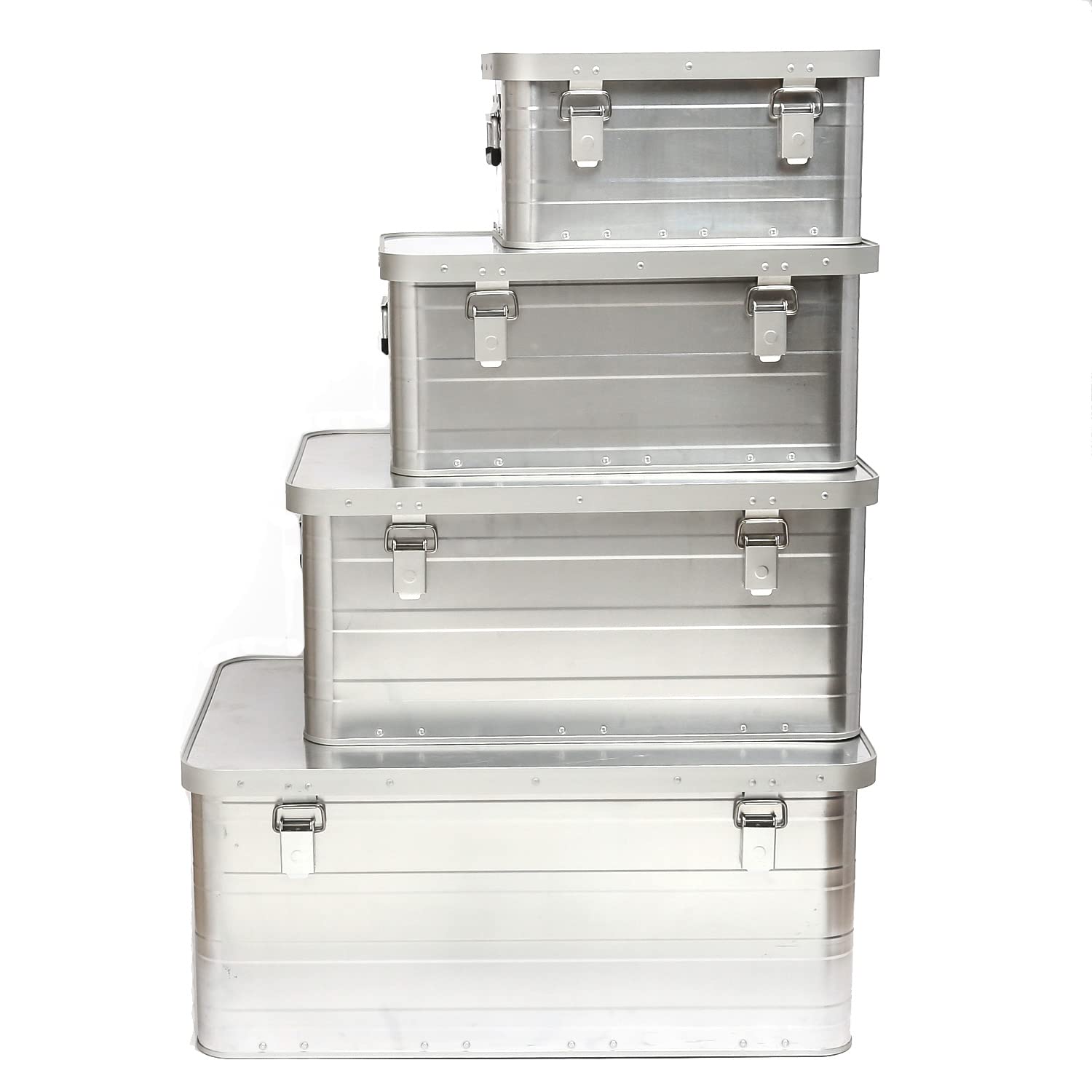 Aluminiumbox Alubox Alukiste mit Schnappschloss, Griffen, Dichtung (46 Liter)