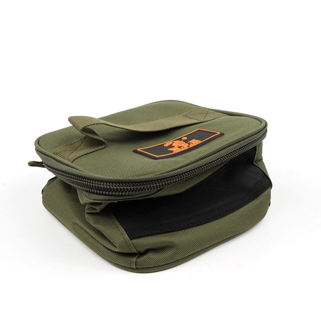 Bolsa de almacenamiento duradera para carrete de pesca de carpa, gancho de pesca, bolsa de aparejos, Juego de 5 (verde), 18x20x15cm, como se muestra en la