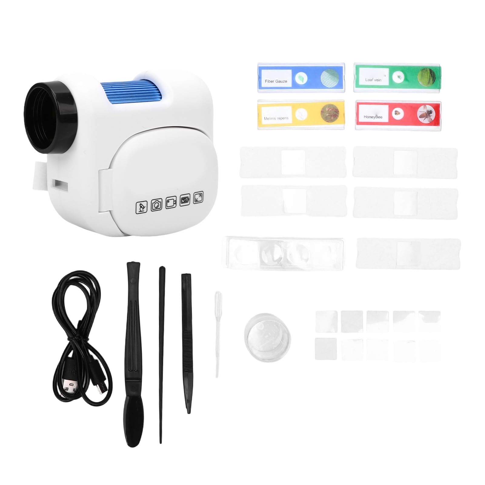 Asixxsix Microscopio Portatile per Bambini, Microscopio Digitale con Ingrandimento 100-1600X, Schermo a Colori Pieghevole con Illuminazione a LED, Batteria Ricaricabile, Design Portatile per (#3)