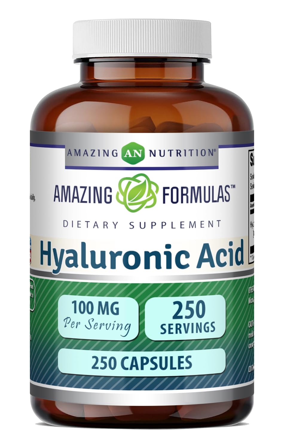 Amazing Formulas Hyaluronic Acid 100mg 250 Capsules Supplement | Non GMO | Gluten Free | Made in USA