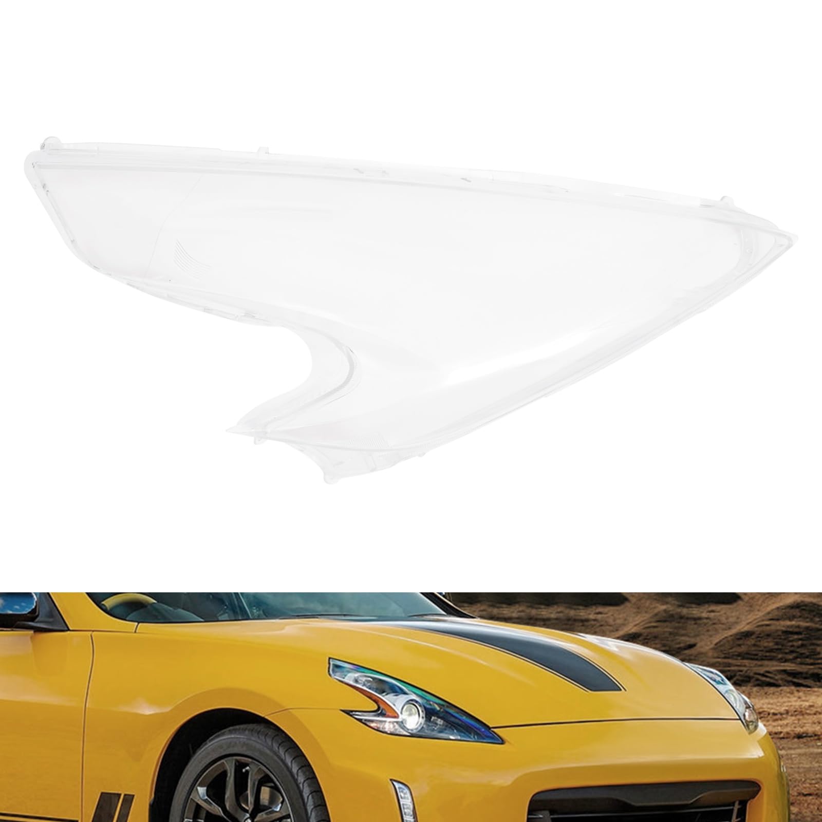 Headlight Lens Cover, Compatible For Nissan 370Z 2009-2021 Car Headlamp Lens Cover, Scratch-Resistant Car Light Cover (Passenger Side)
